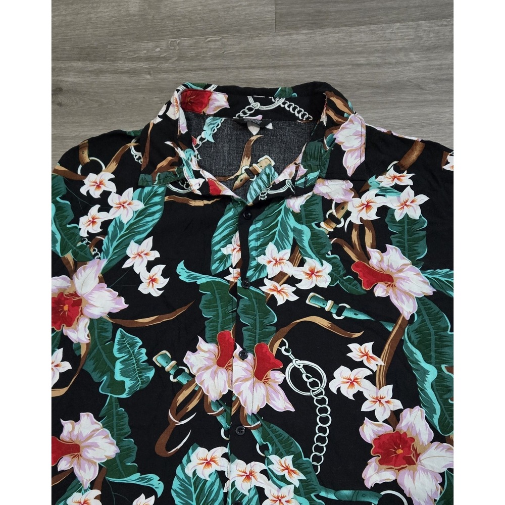 Coofandy Mens Short Sleeve Button Up Hawaiian Shirt Size 3XL Black - Picture 3 of 10